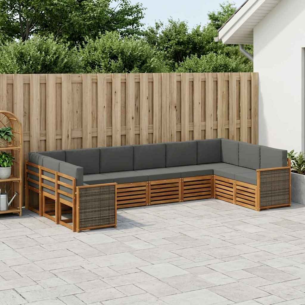 vidaXL Conjunto de sofás de exterior 7 uds. Natural y Antracita