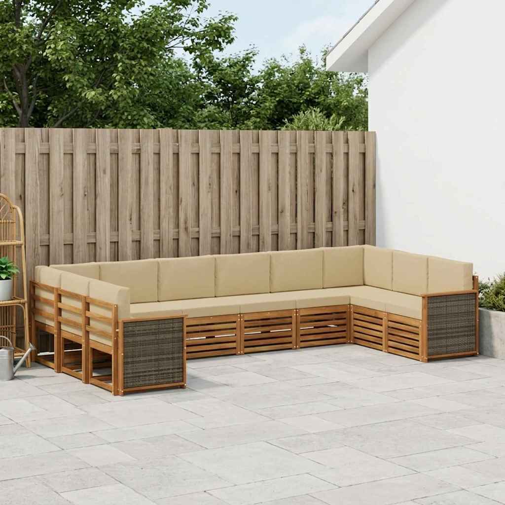 vidaXL Conjunto de sofás de exterior 7 uds. Natural