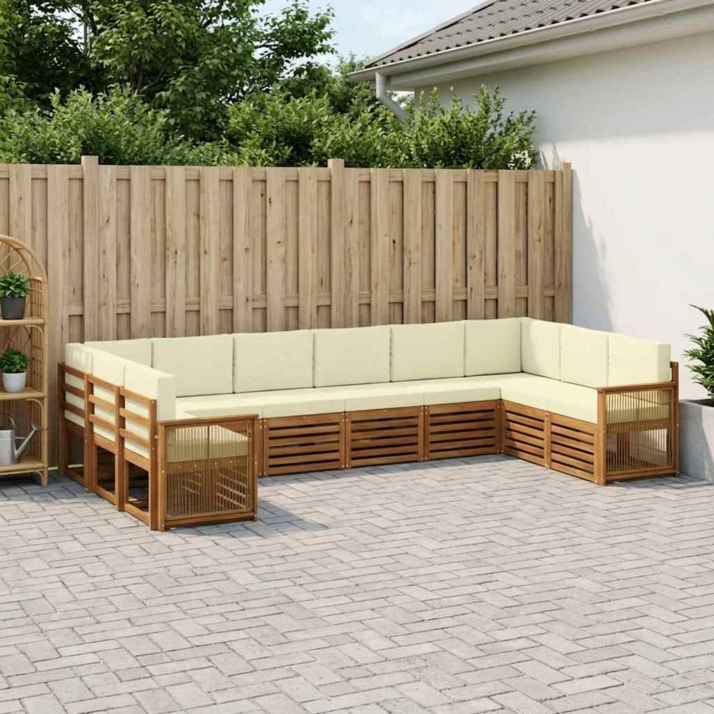 vidaXL Conjunto de sofás de exterior 7 uds. Natural y Crema