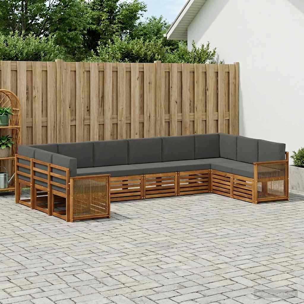 vidaXL Conjunto de sofás de exterior 7 uds. Natural y Antracita