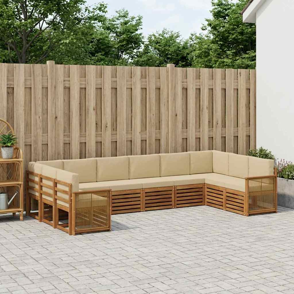 vidaXL Conjunto de sofás de exterior 7 uds. Natural