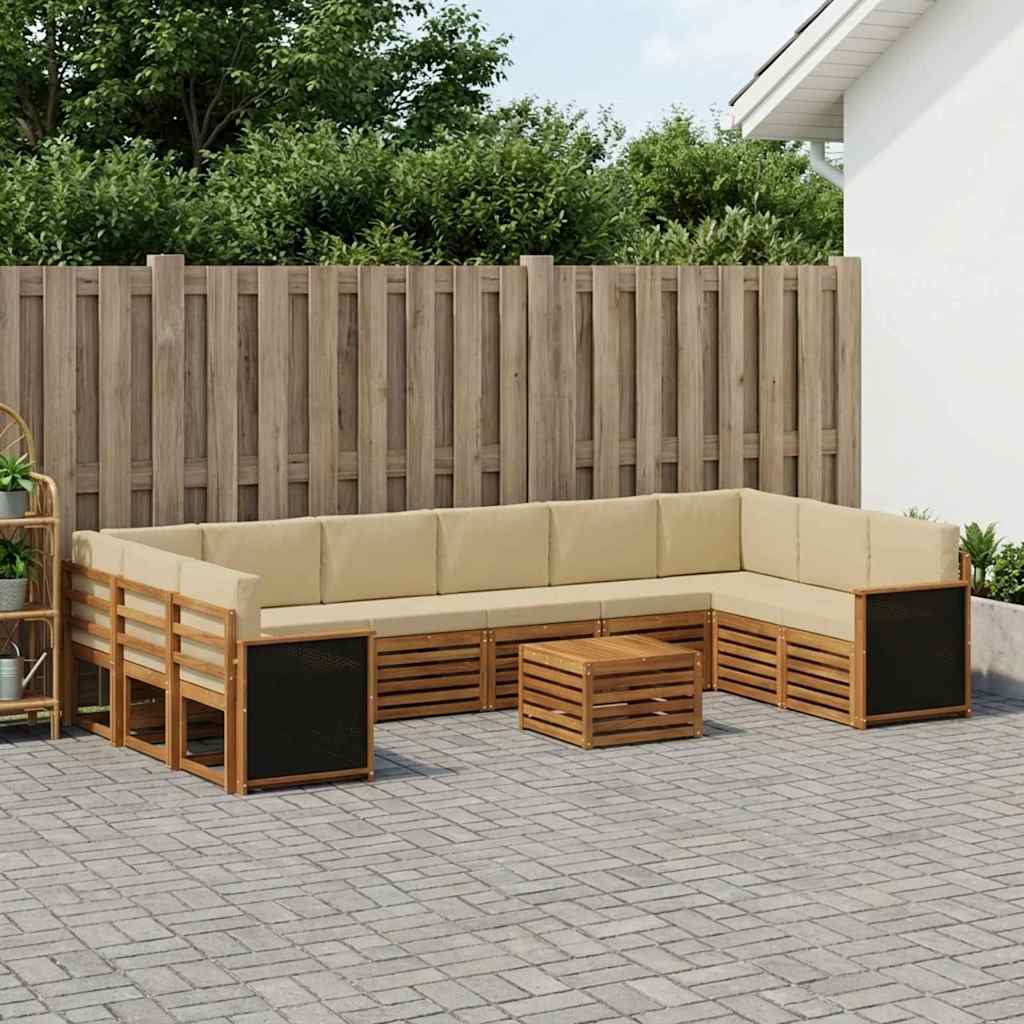 vidaXL Conjunto de sofás de exterior 8 uds. Natural