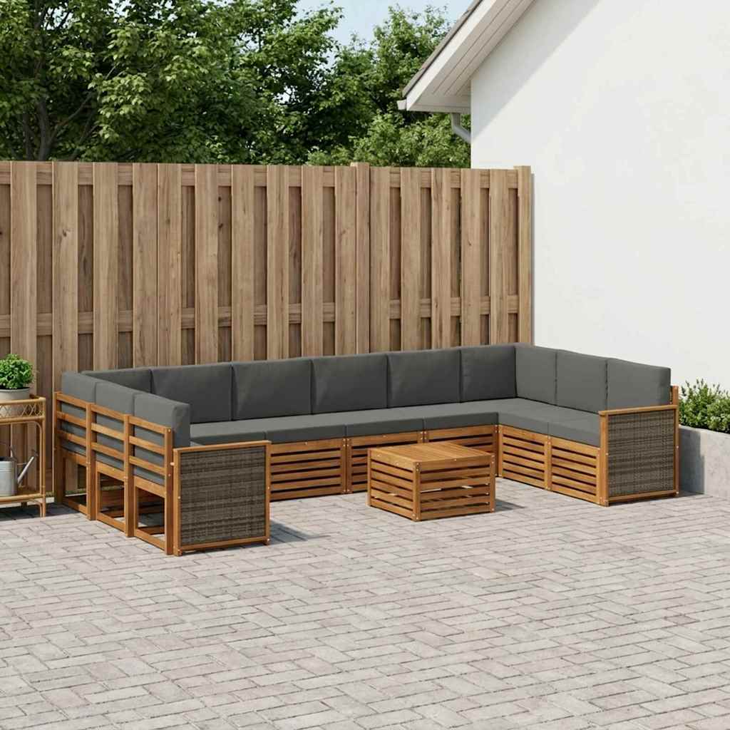 vidaXL Conjunto de sofás de exterior 8 uds. Natural y Antracita