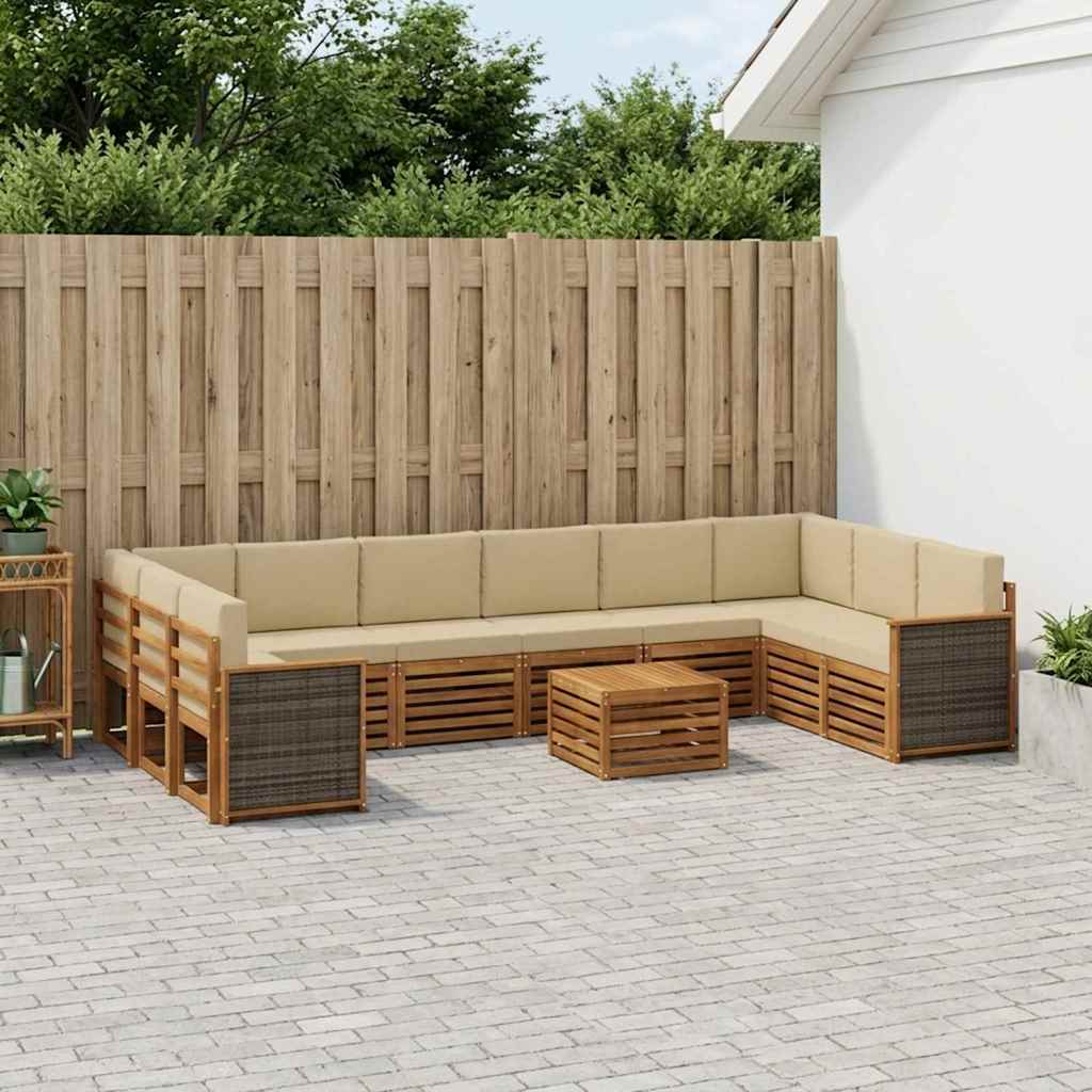 vidaXL Conjunto de sofás de exterior 8 uds. Natural