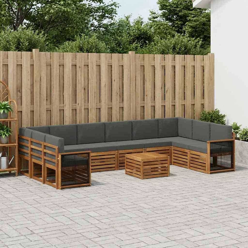 vidaXL Conjunto de sofás de exterior 8 uds. Natural y Antracita