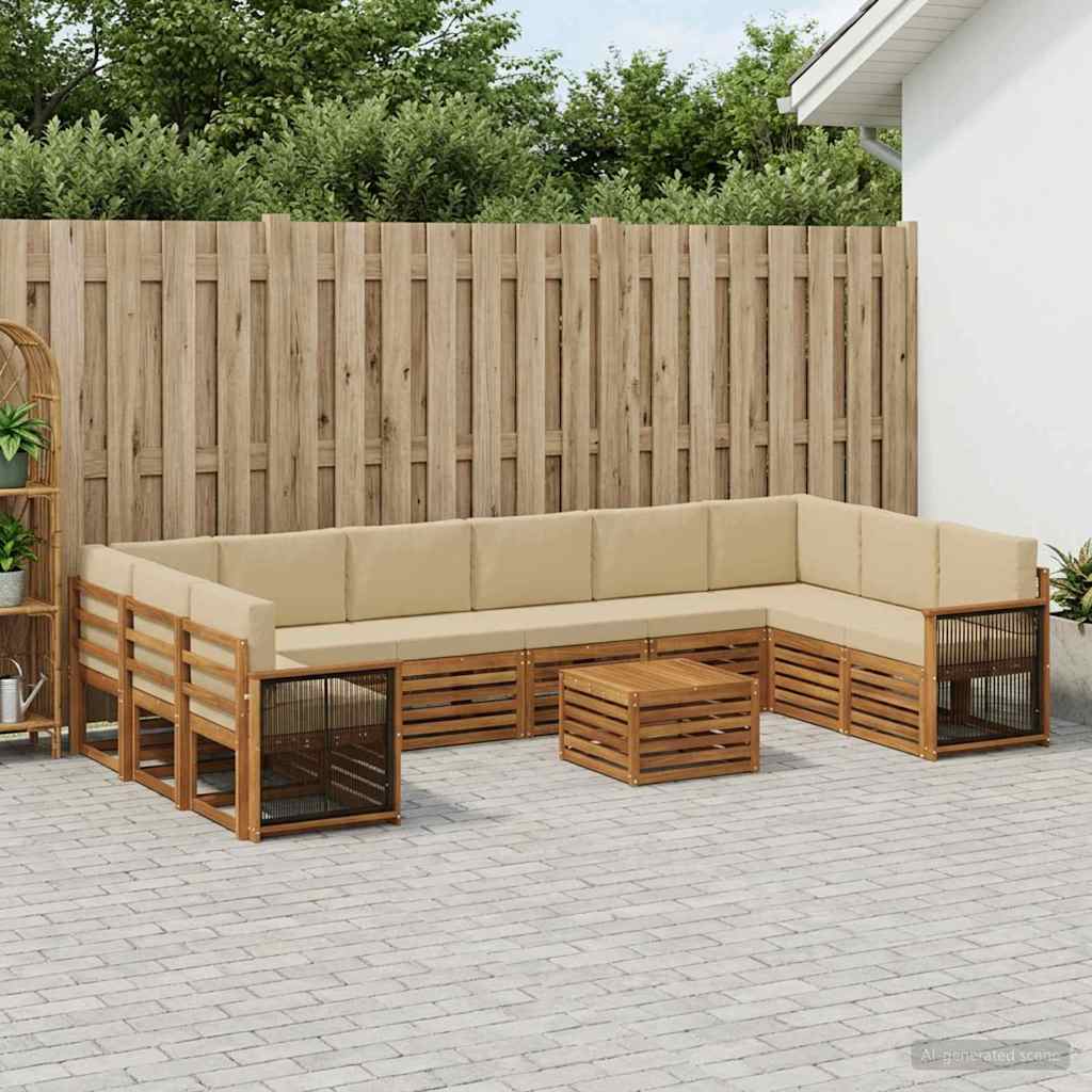 vidaXL Conjunto de sofás de exterior 8 uds. Natural