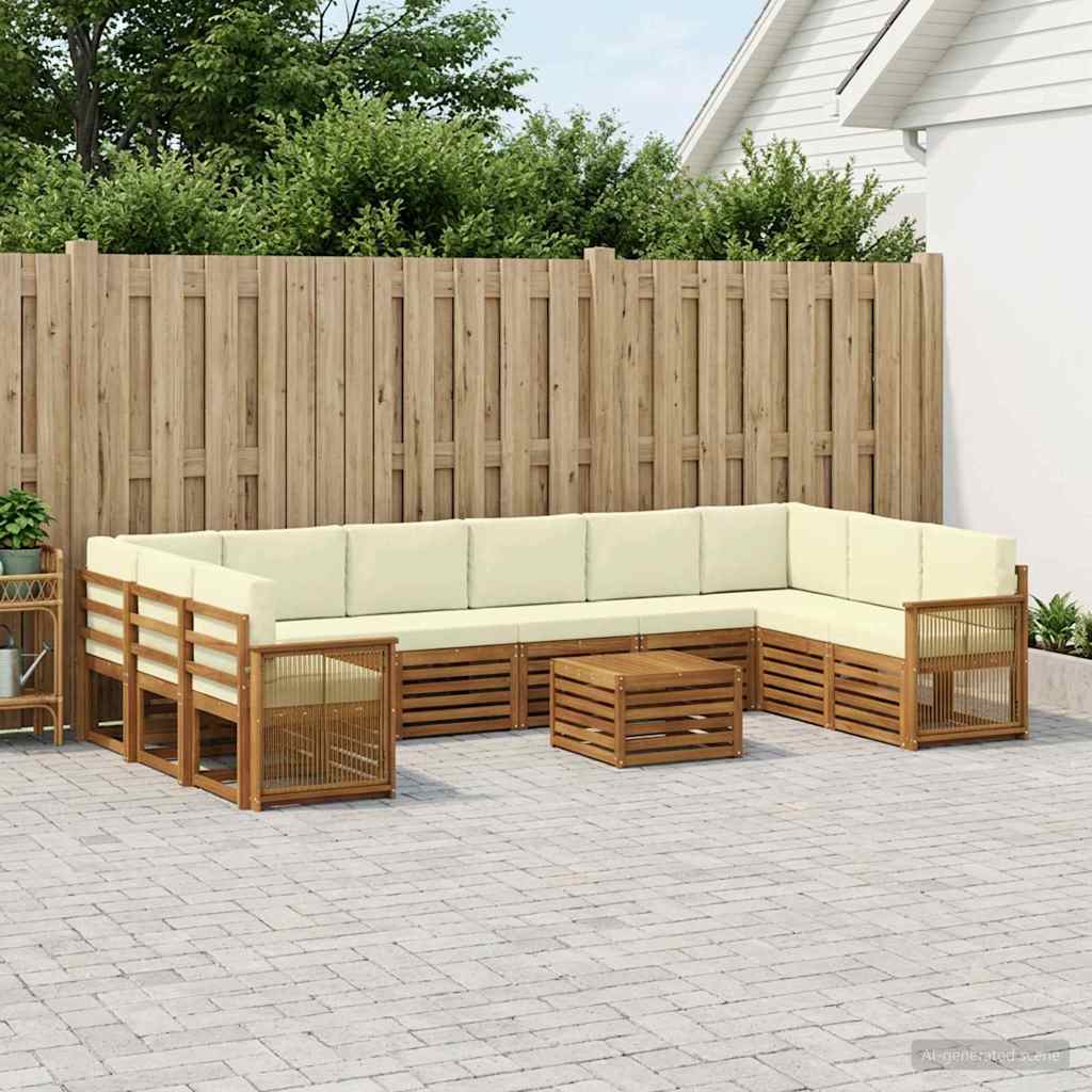 vidaXL Conjunto de sofás de exterior 8 uds. Natural y Crema