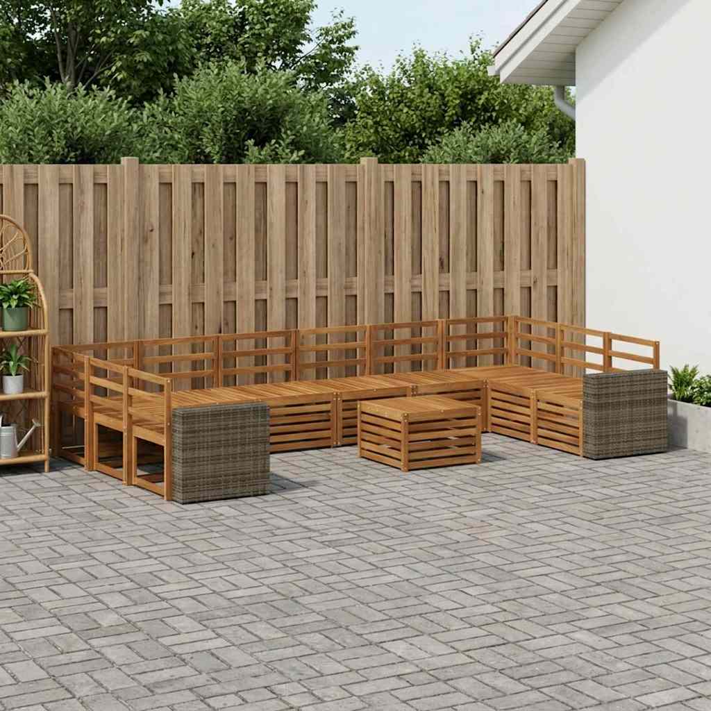 vidaXL Conjunto de sofás de exterior 11 uds. Natural