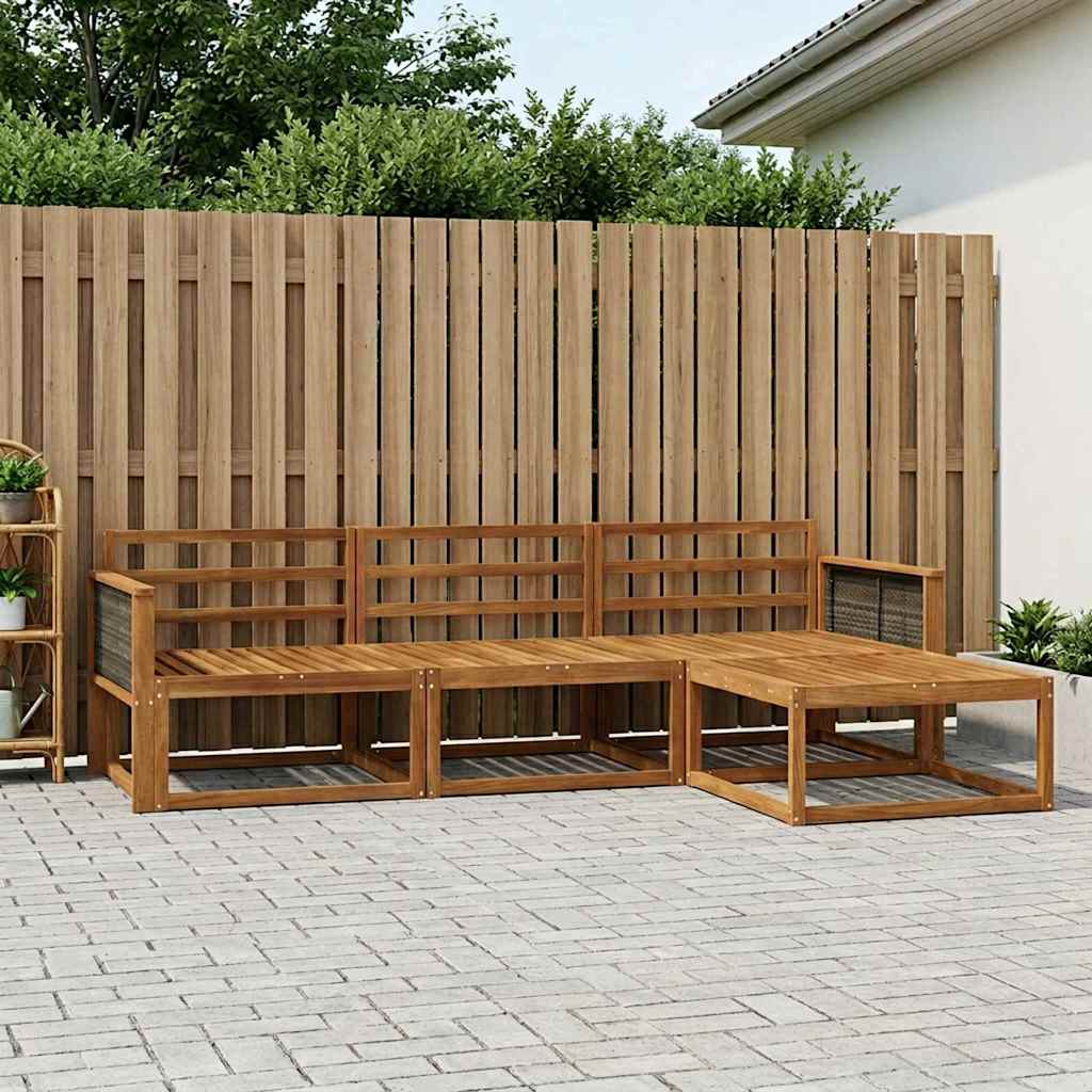 vidaXL Conjunto de sofás de exterior 4 uds. Natural