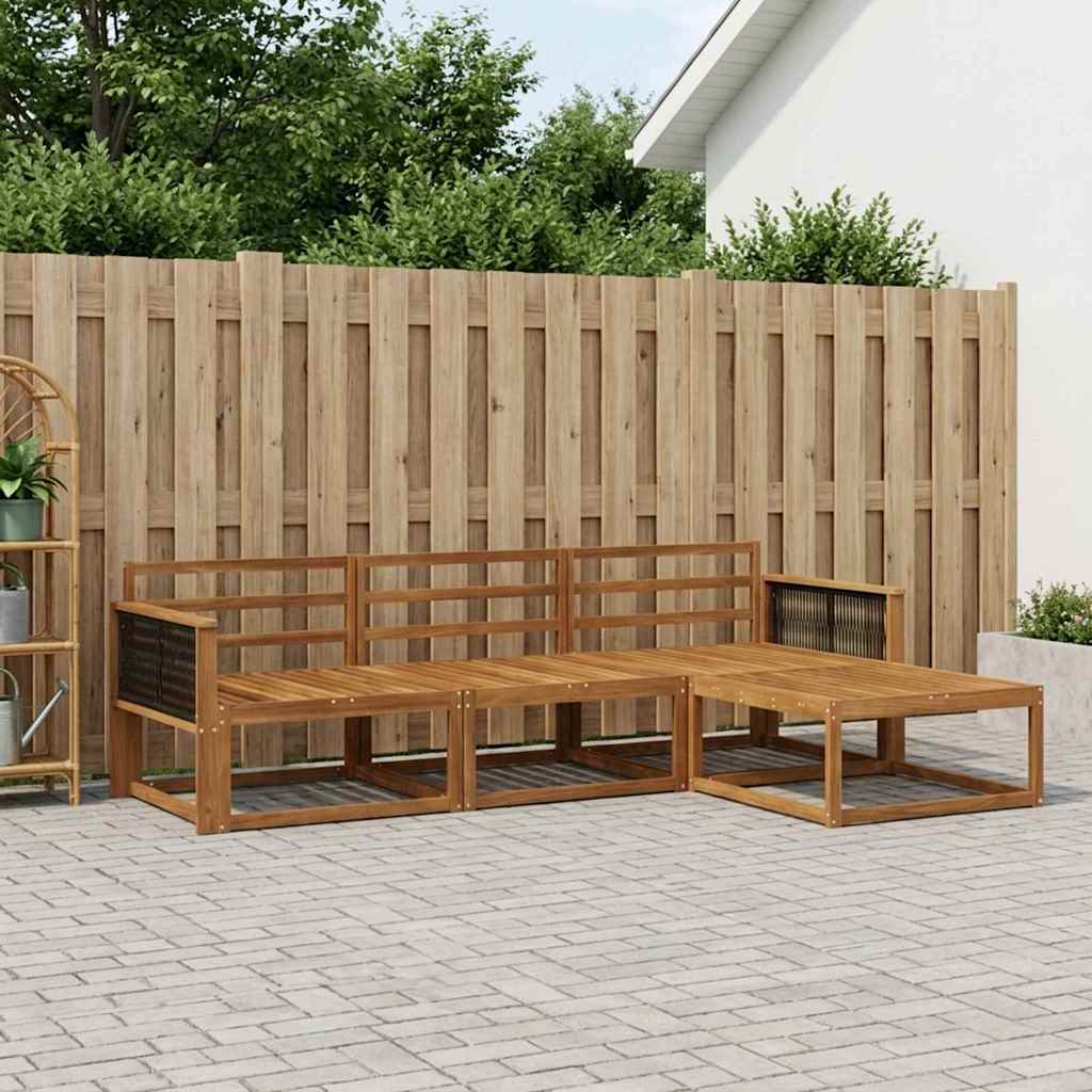 vidaXL Conjunto de sofás de exterior 4 uds. Natural