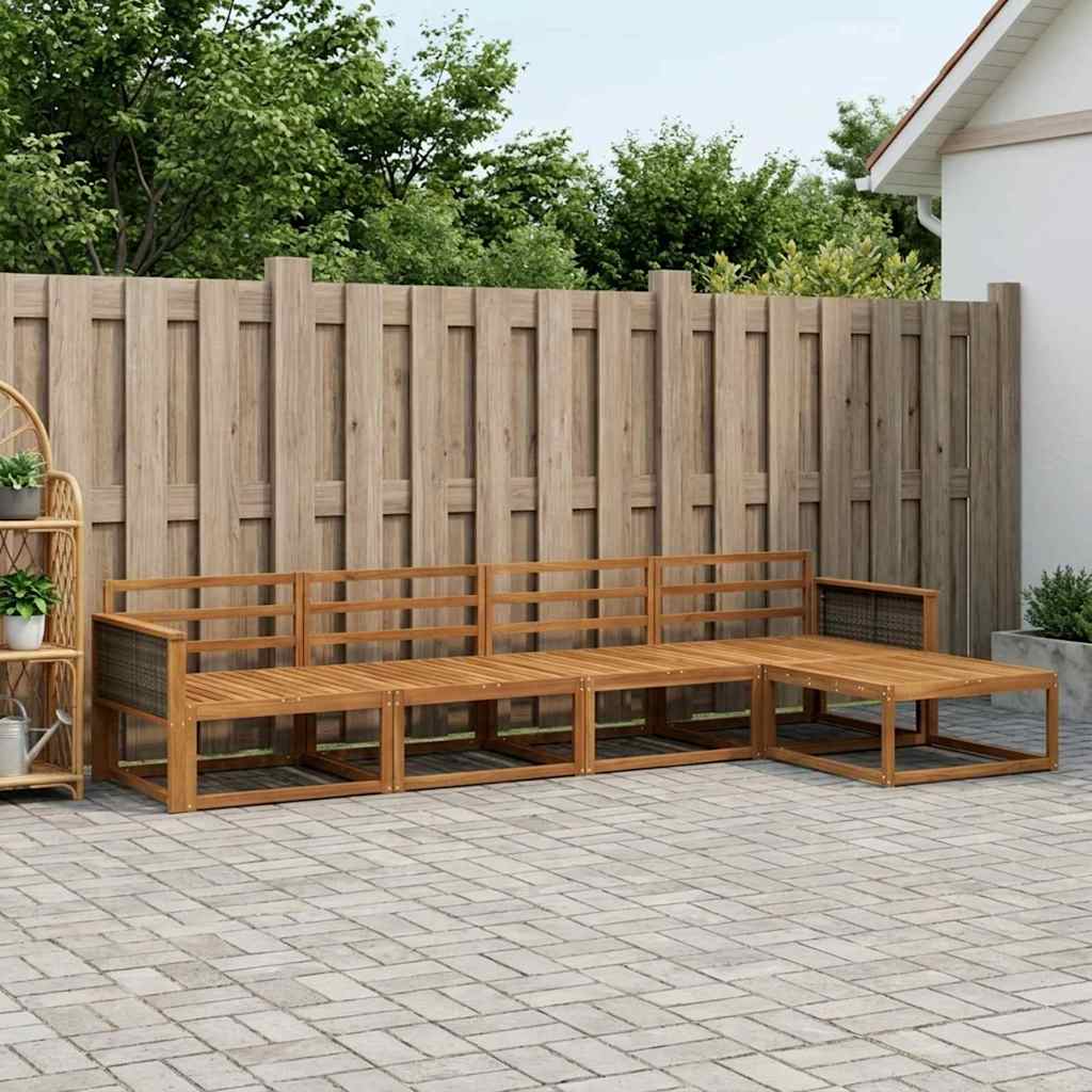 vidaXL Conjunto de sofás de exterior 5 uds. Natural