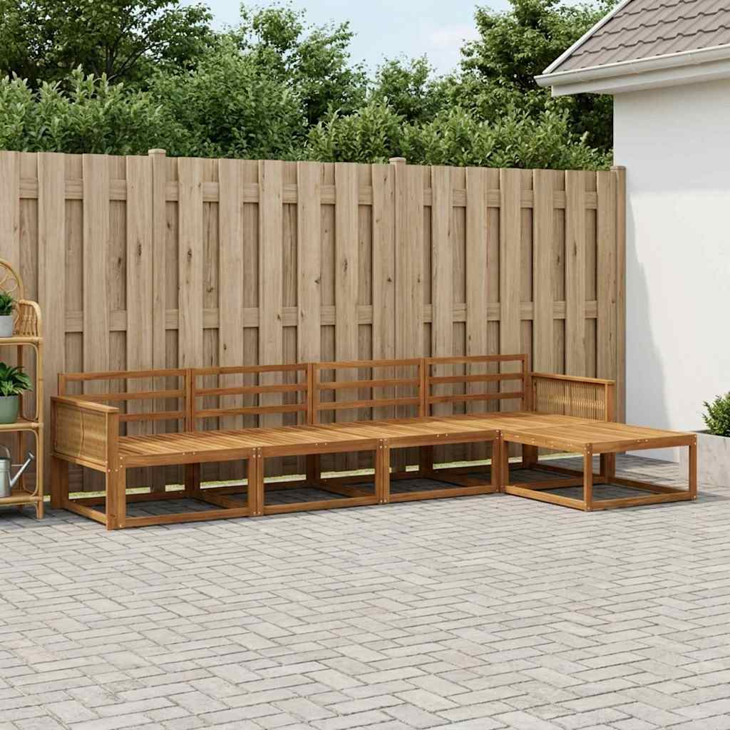 vidaXL Conjunto de sofás de exterior 5 uds. Natural