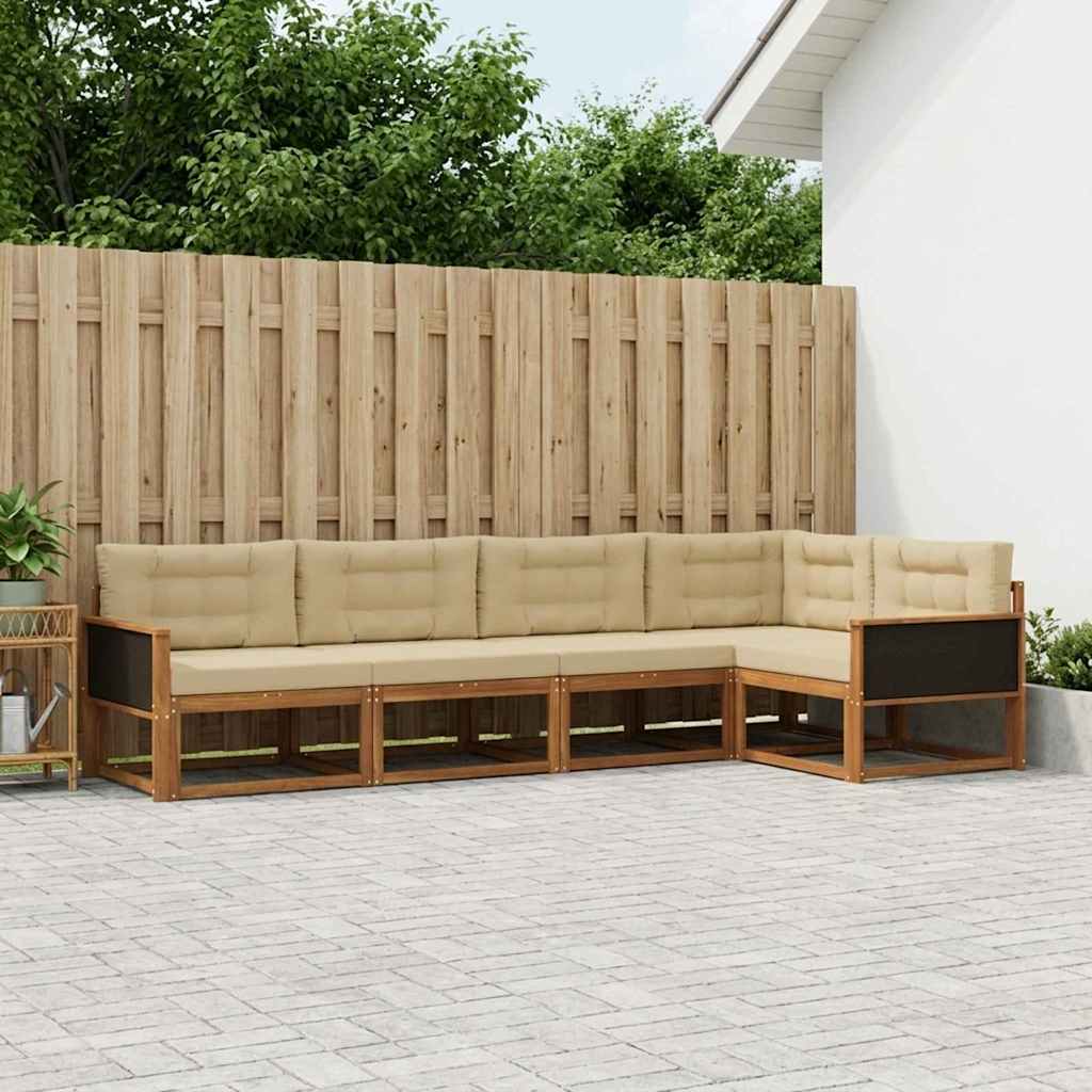 vidaXL Conjunto de sofás de exterior 5 uds. Natural y Beige