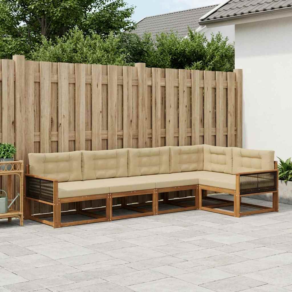 vidaXL Conjunto de sofás de exterior 5 uds. Natural y Beige