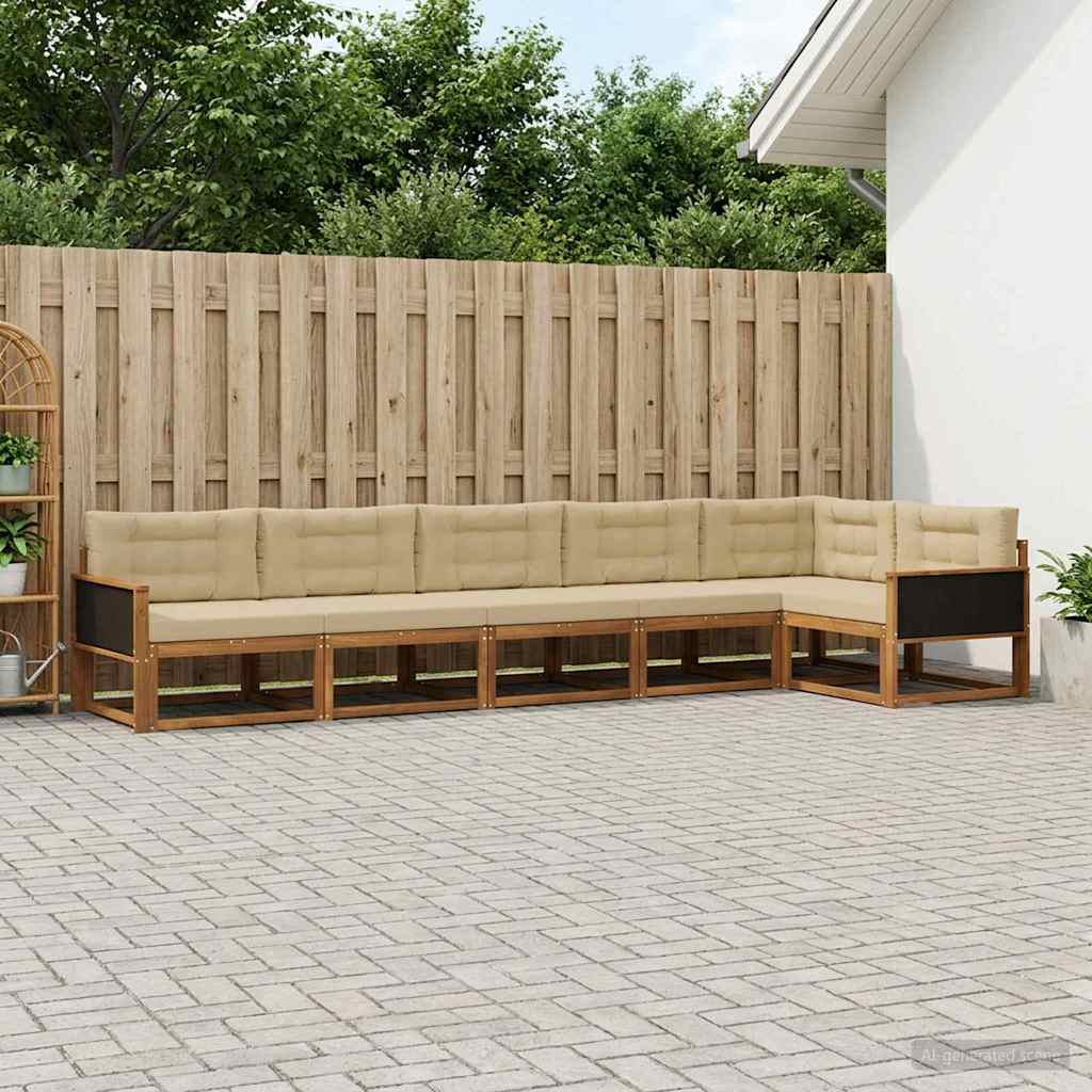 vidaXL Conjunto de sofás de exterior 6 uds. Natural y Beige
