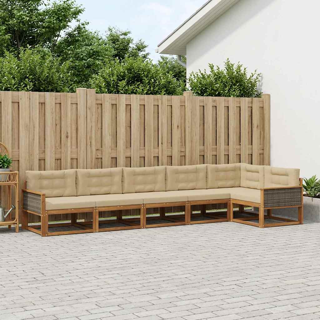 vidaXL Conjunto de sofás de exterior 6 uds. Natural y Beige