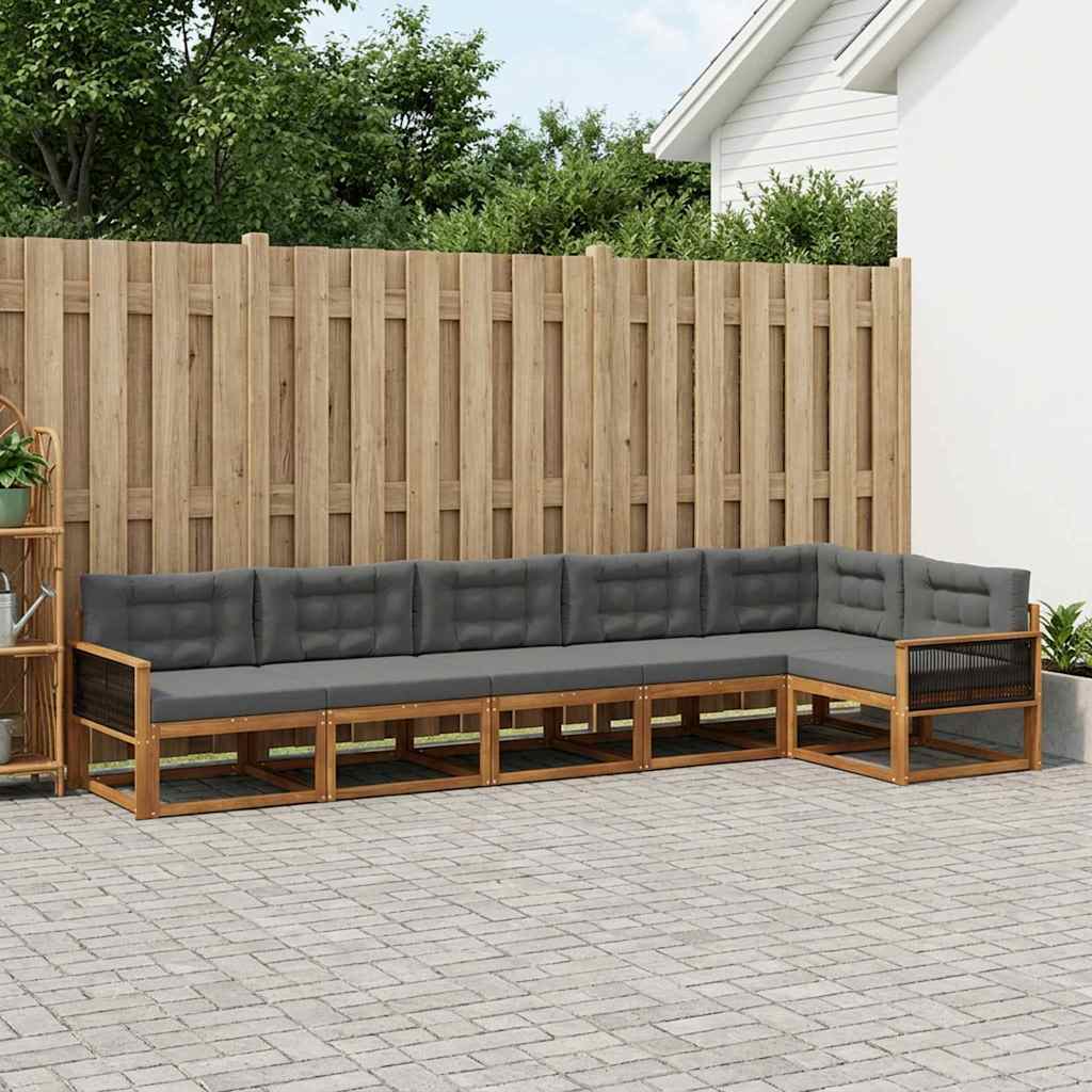 vidaXL Conjunto de sofás de exterior 6 uds. Natural y Antracita