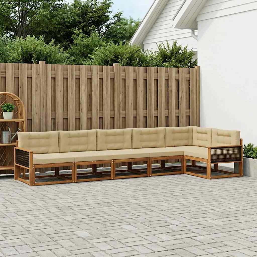 vidaXL Conjunto de sofás de exterior 6 uds. Natural y Beige