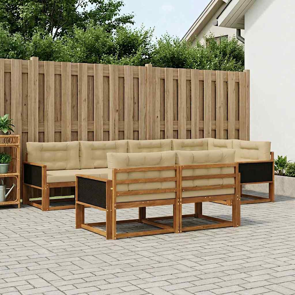 vidaXL Conjunto de sofás de exterior 8 uds. Natural y Beige