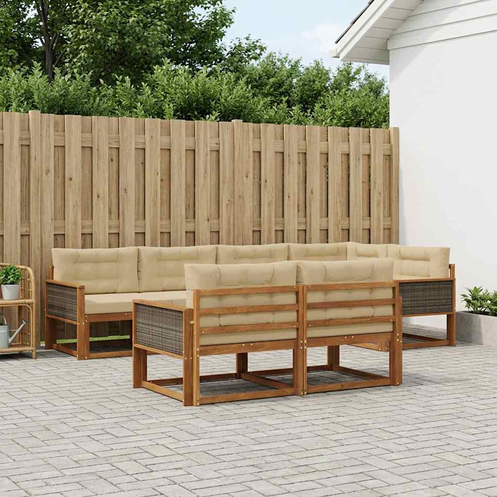 vidaXL Conjunto de sofás de exterior 8 uds. Natural y Beige