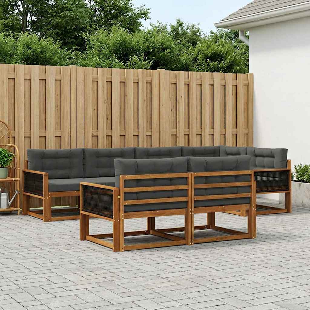 vidaXL Conjunto de sofás de exterior 8 uds. Natural y Antracita