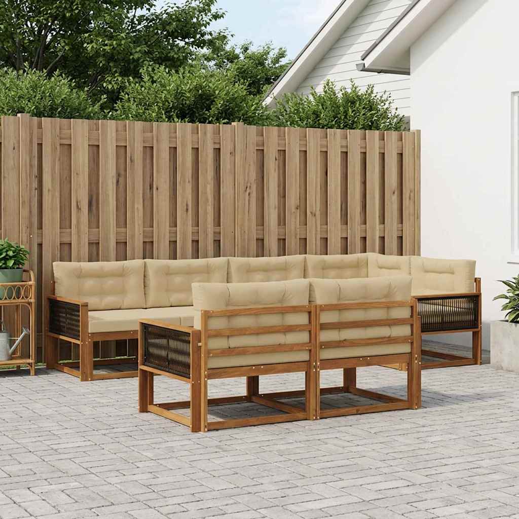 vidaXL Conjunto de sofás de exterior 8 uds. Natural y Beige