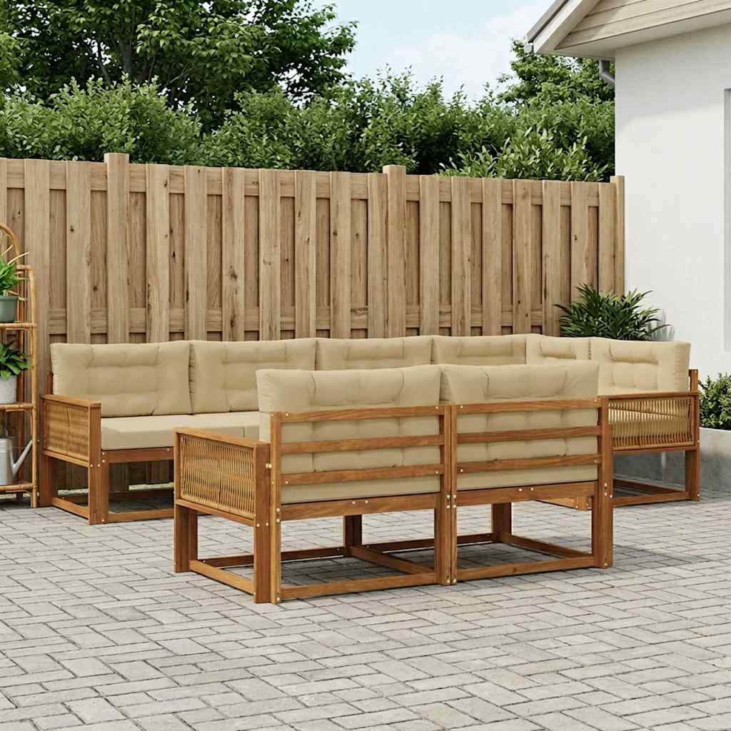 vidaXL Conjunto de sofás de exterior 8 uds. Natural y Beige