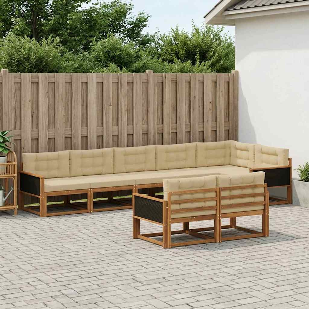 vidaXL Conjunto de sofás de exterior 8 uds. Natural y Beige