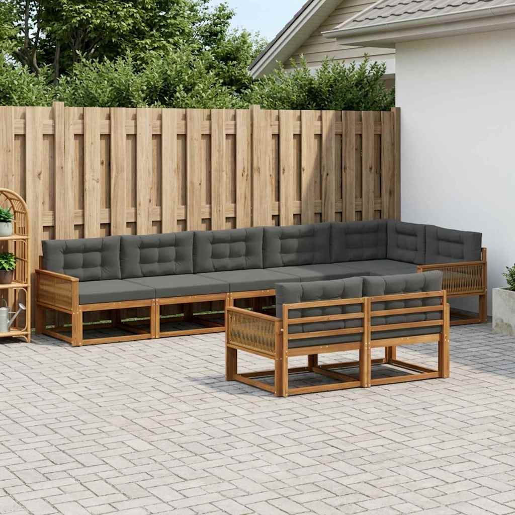 vidaXL Conjunto de sofás de exterior 8 uds. Natural y Antracita