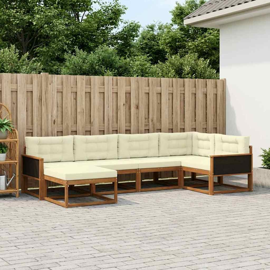 vidaXL Conjunto de sofás de exterior 6 uds. Natural y Crema