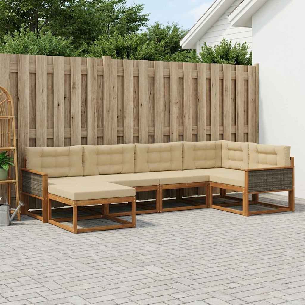 vidaXL Conjunto de sofás de exterior 6 uds. Natural y Beige