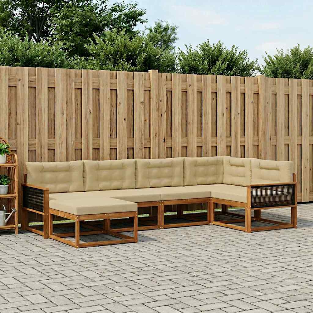 vidaXL Conjunto de sofás de exterior 6 uds. Natural y Beige