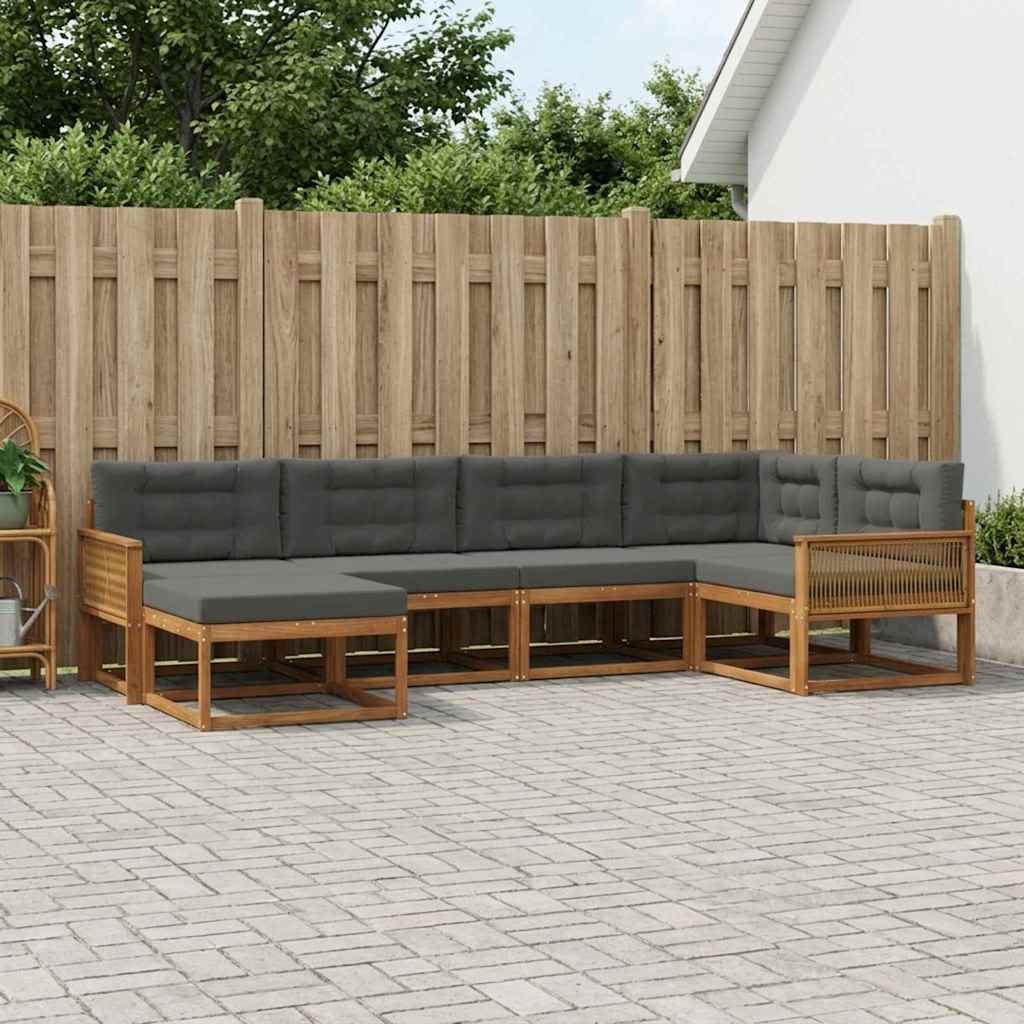 vidaXL Conjunto de sofás de exterior 6 uds. Natural y Antracita