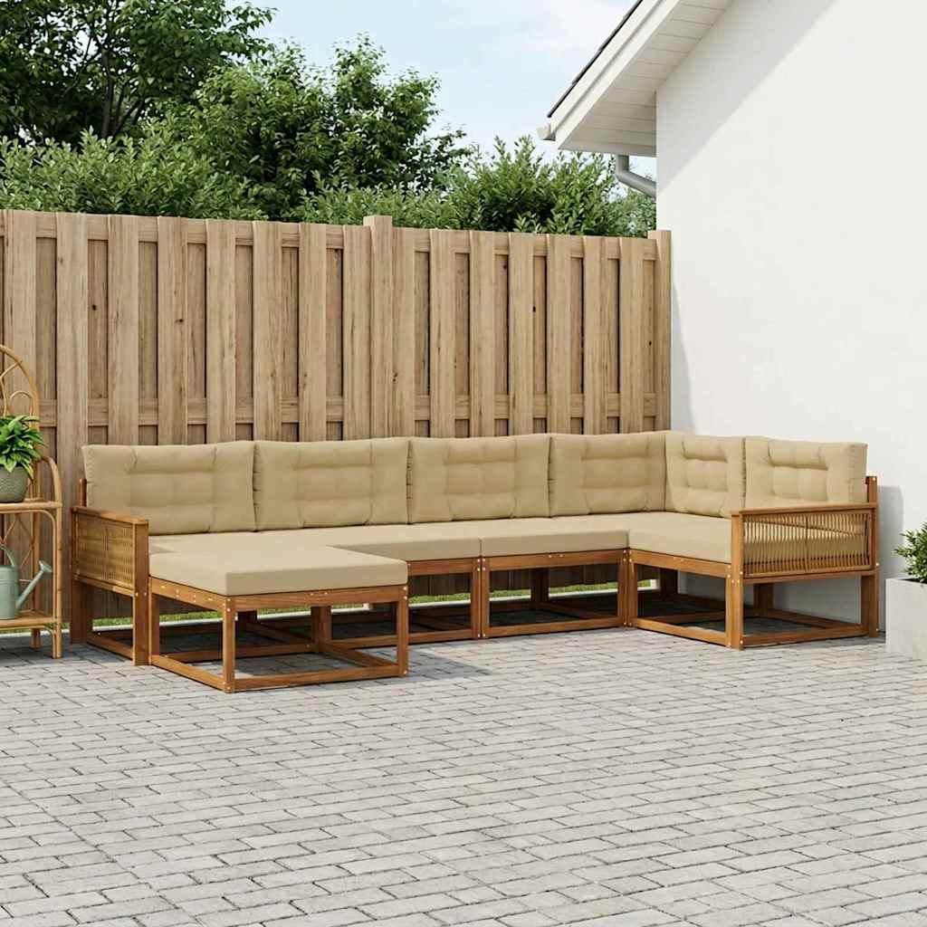 vidaXL Conjunto de sofás de exterior 6 uds. Natural y Beige