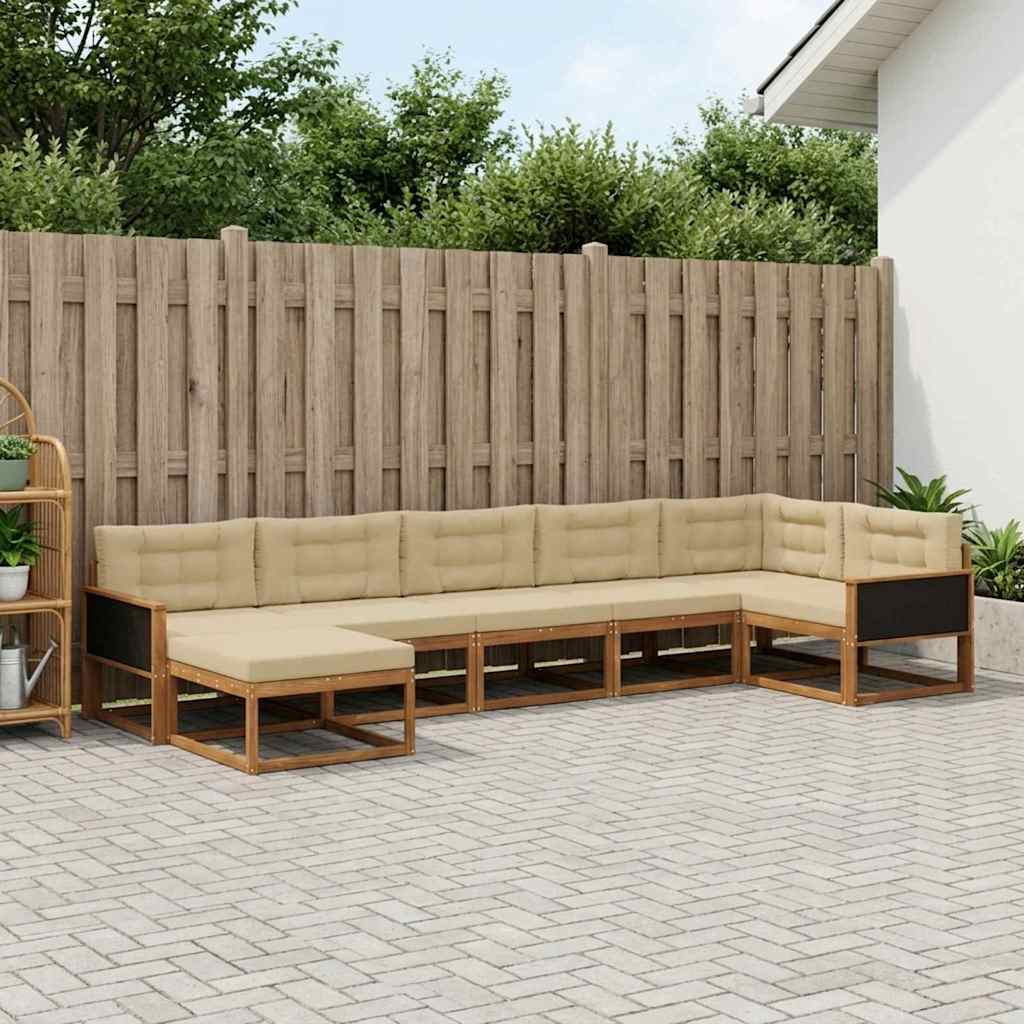 vidaXL Conjunto de sofás de exterior 7 uds. Natural y Beige
