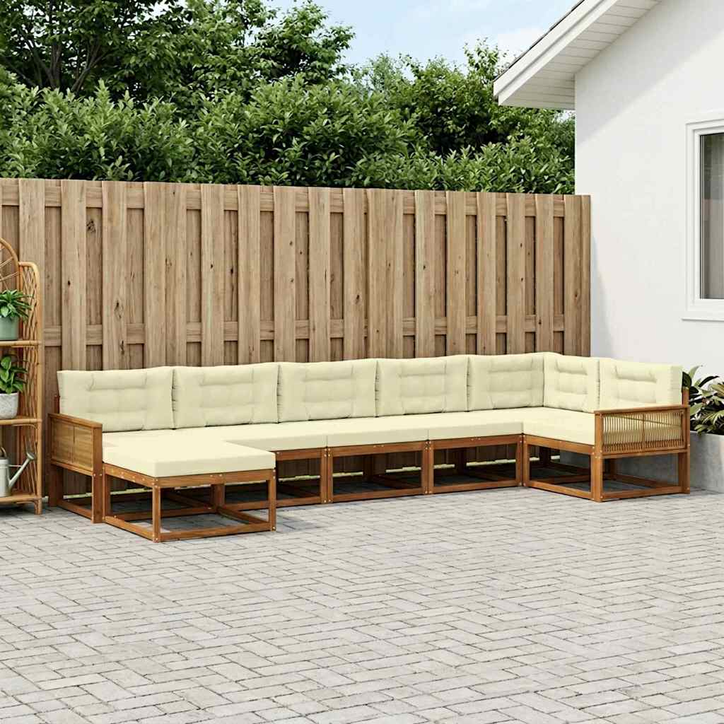 vidaXL Conjunto de sofás de exterior 7 uds. Natural y Crema