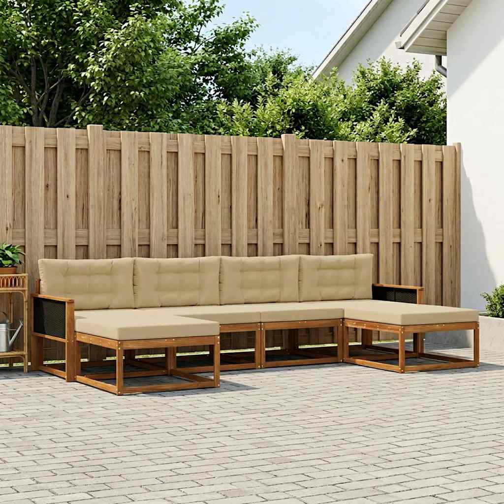 vidaXL Conjunto de sofás de exterior 6 uds. Natural y Beige