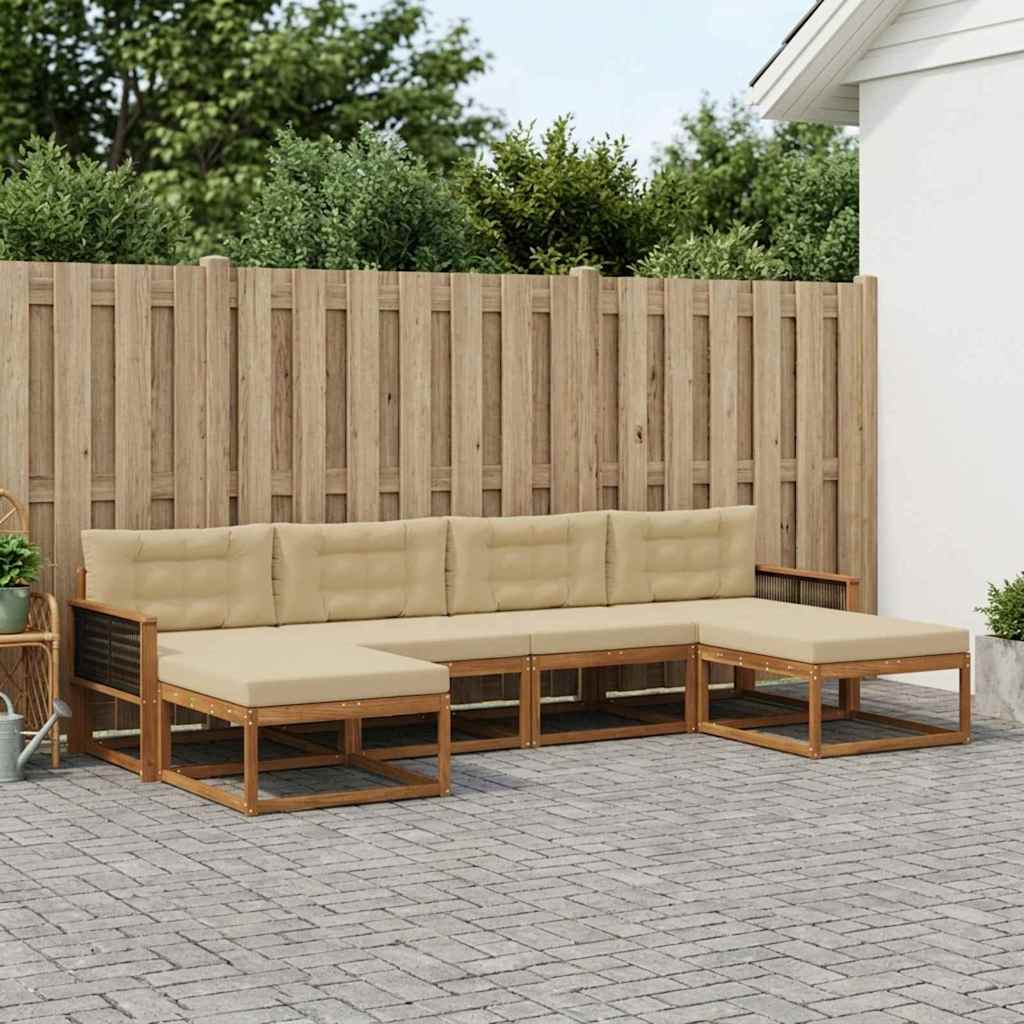 vidaXL Conjunto de sofás de exterior 6 uds. Natural y Beige