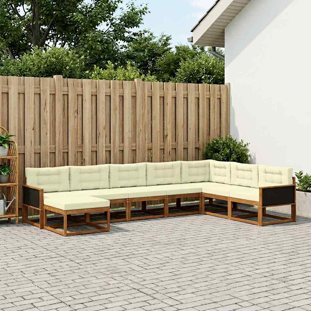 vidaXL Conjunto de sofás de exterior 8 uds. Natural y Crema