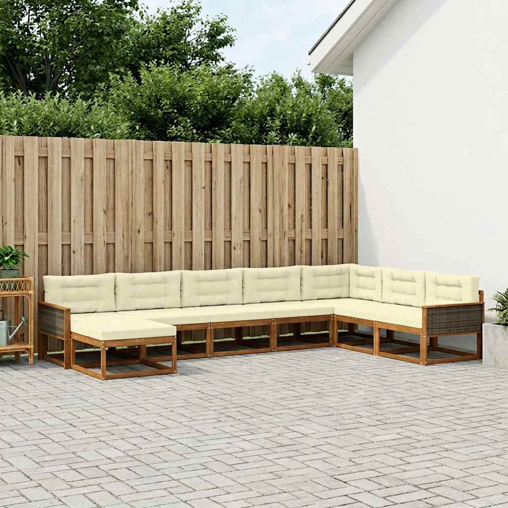 vidaXL Conjunto de sofás de exterior 8 uds. Natural y Crema
