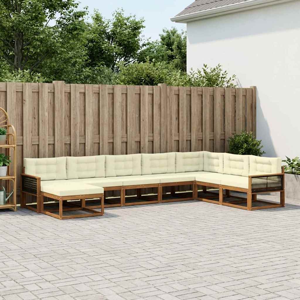 vidaXL Conjunto de sofás de exterior 8 uds. Natural y Crema