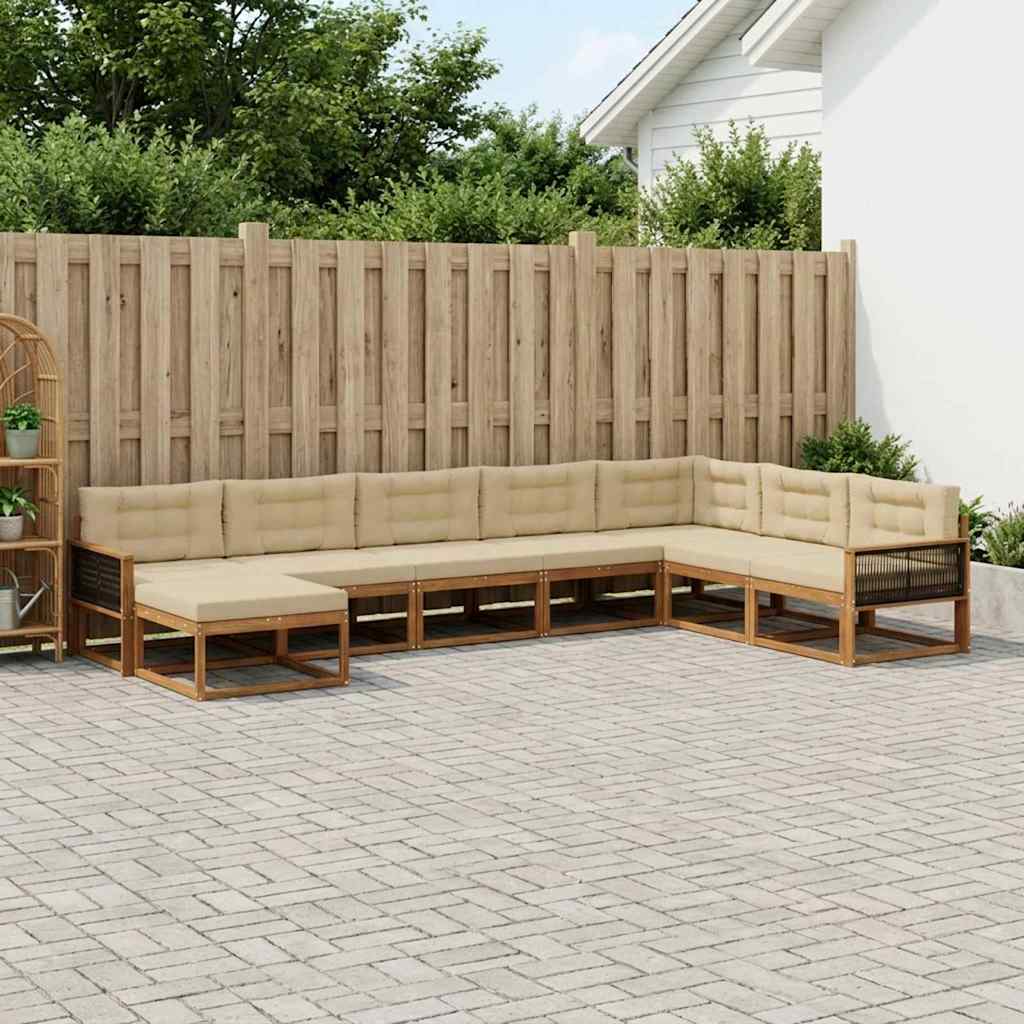 vidaXL Conjunto de sofás de exterior 8 uds. Natural y Beige