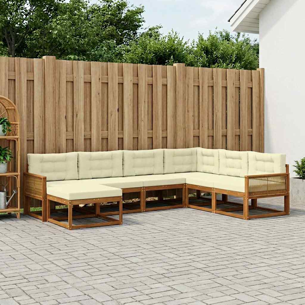 vidaXL Conjunto de sofás de exterior 8 uds. Natural y Crema