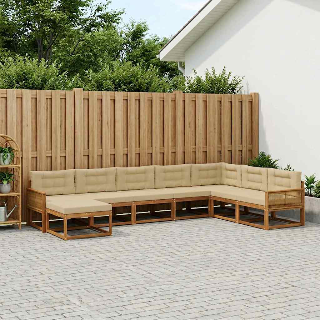 vidaXL Conjunto de sofás de exterior 8 uds. Natural y Beige