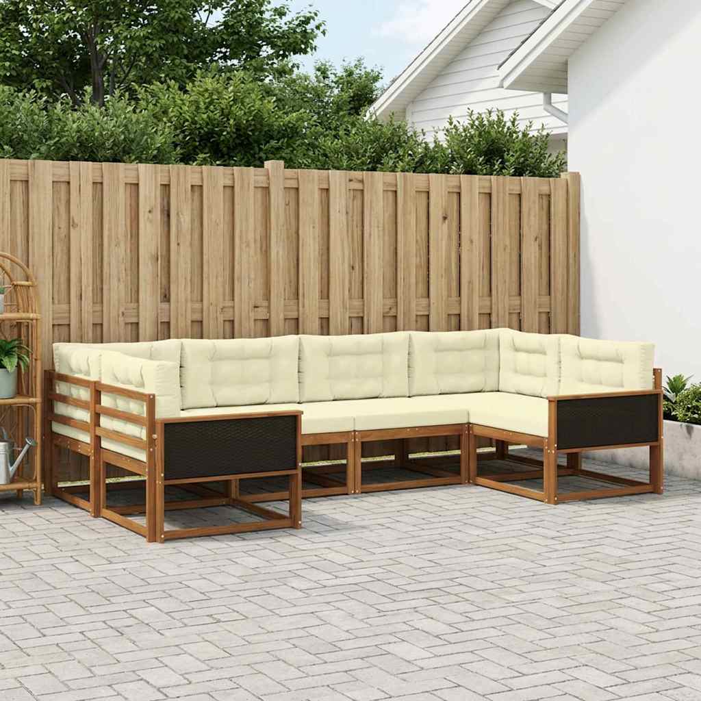 vidaXL Conjunto de sofás de exterior 6 uds. Natural y Crema