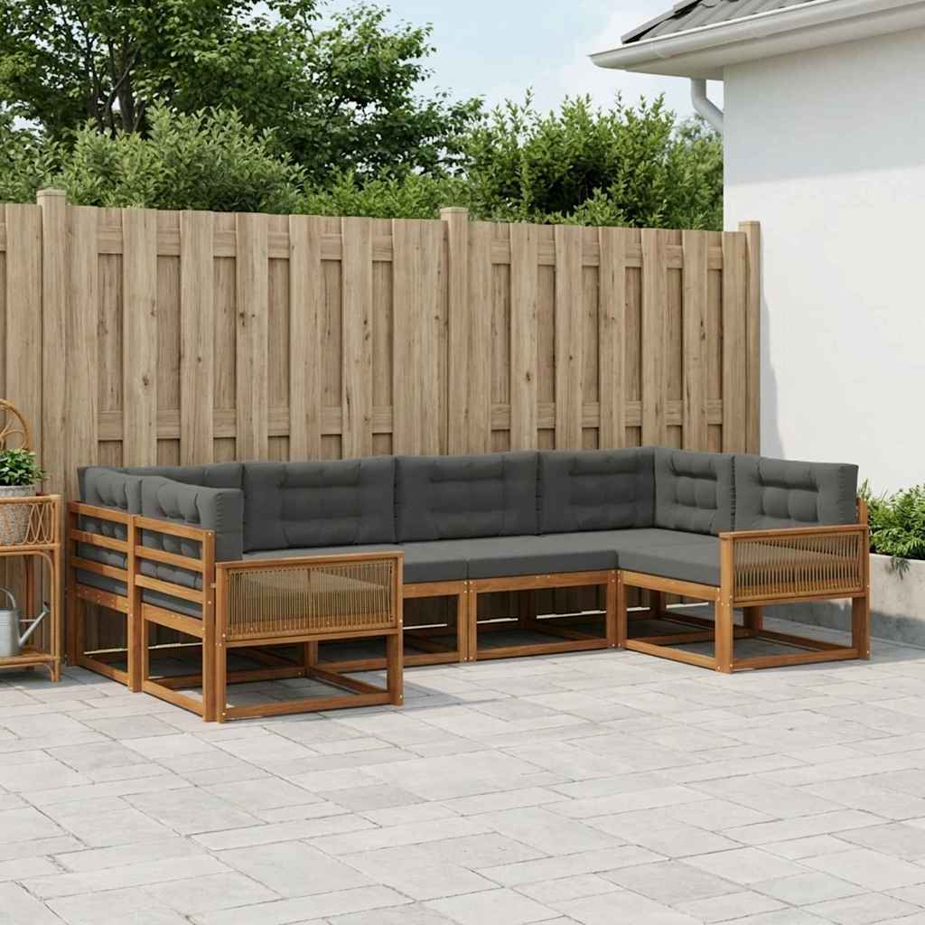 vidaXL Conjunto de sofás de exterior 6 uds. Natural y Antracita