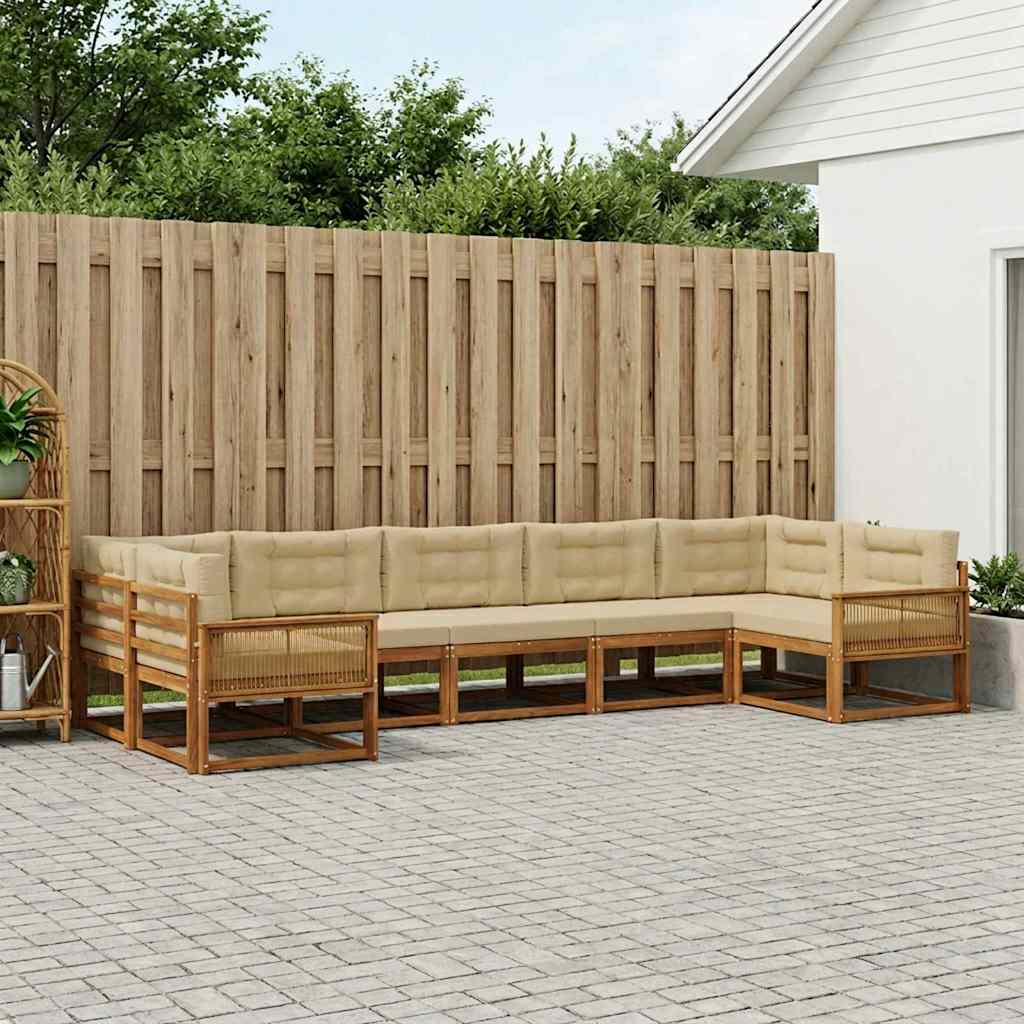 vidaXL Conjunto de sofás de exterior 7 uds. Natural y Beige