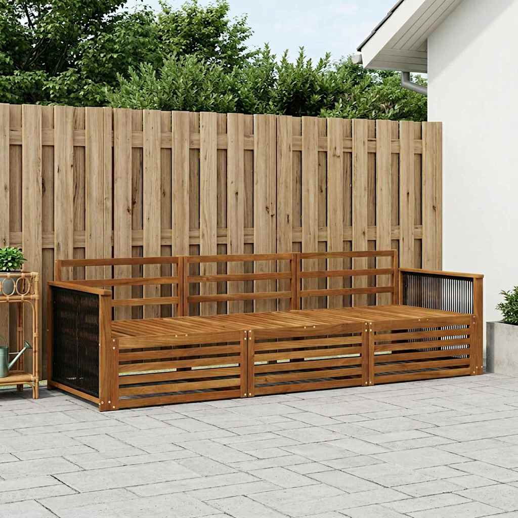 vidaXL Conjunto de sofás de exterior 3 uds. Natural