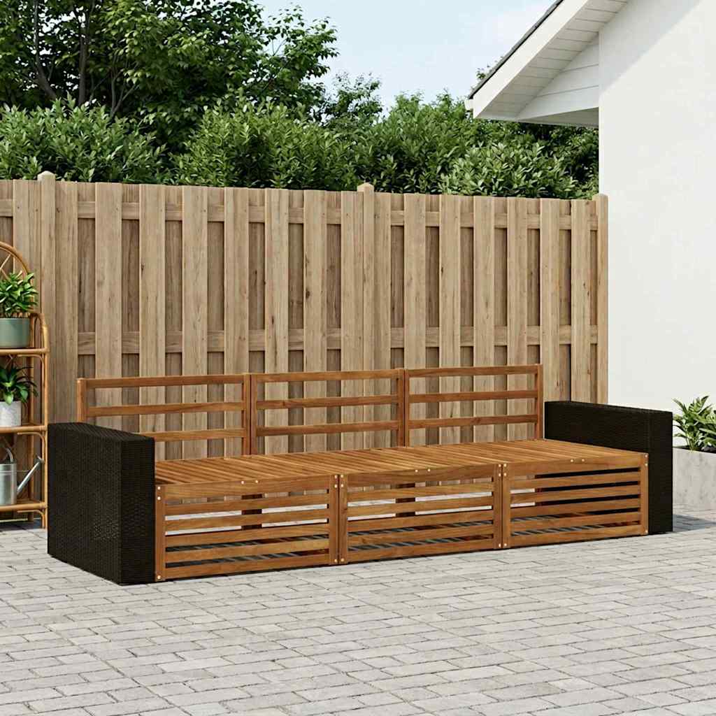 vidaXL Conjunto de sofás de exterior 3 uds. Natural