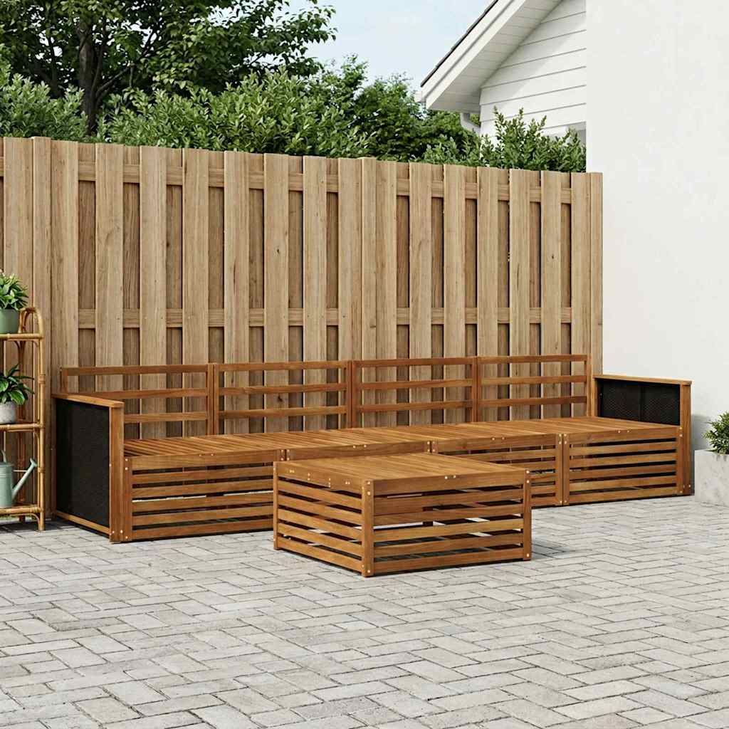 vidaXL Conjunto de sofás de exterior 5 uds. Natural
